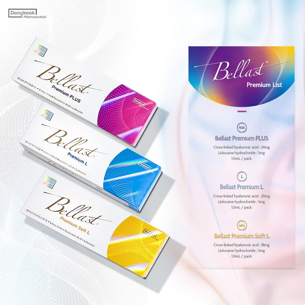 Bellast Premium L hyaluronic acid filler with Lidocaine, ideal for subtle volume and fine line reduction.