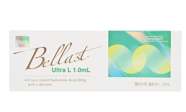 Bellast Ultra L hyaluronic acid filler with Lidocaine, ideal for deep volume and facial contouring.