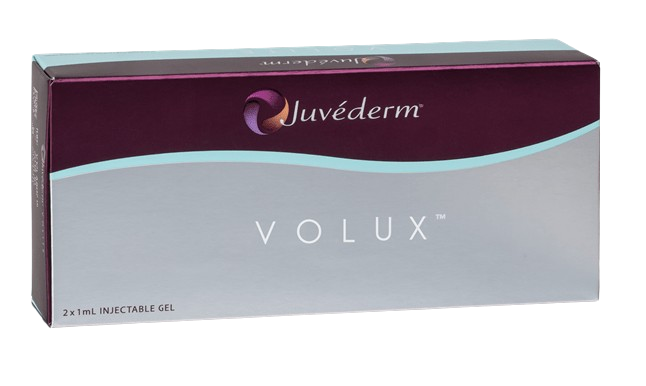 Juvederm VOLUX hyaluronic acid filler for chin and jawline contouring.