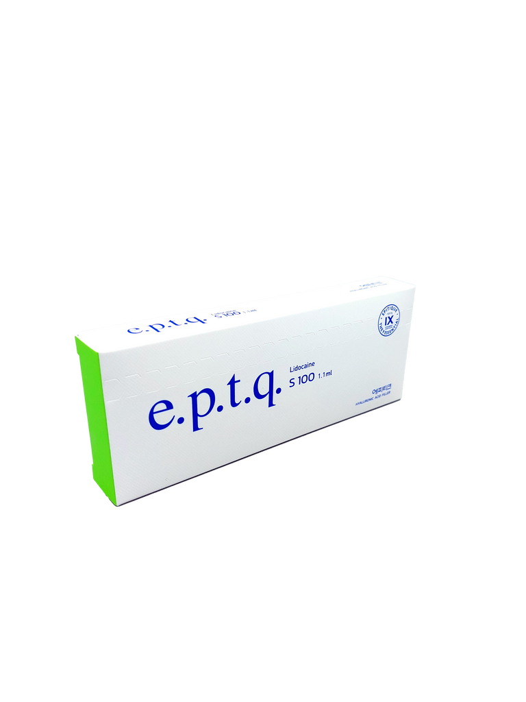 E.P.T.Q S100 fine-textured hyaluronic acid filler for subtle volume and fine line reduction.