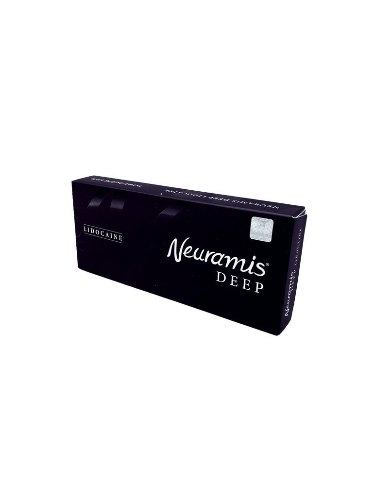 NEURAMIS DEEP LIDO high-density hyaluronic acid filler with Lidocaine for deep volume and contouring.