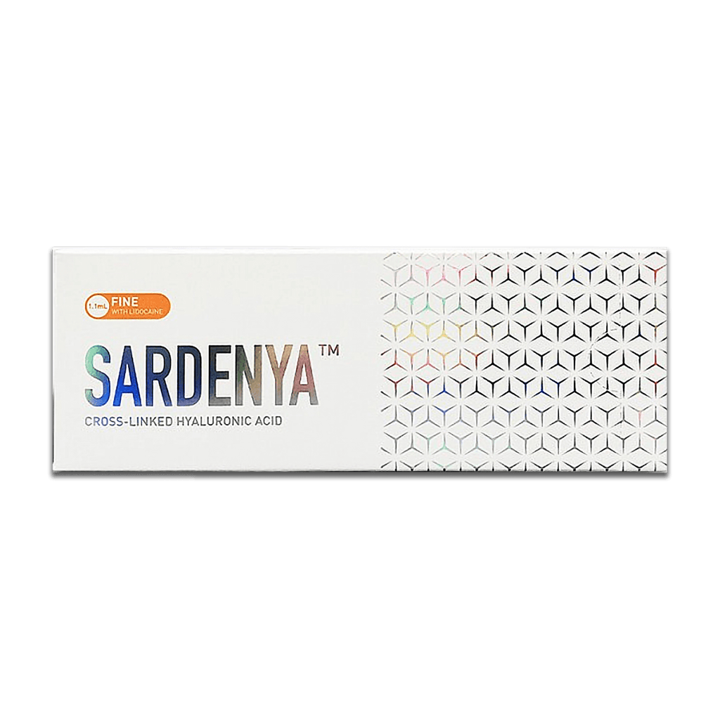 SARDENYA FINE low-density hyaluronic acid filler for fine line reduction and hydration.