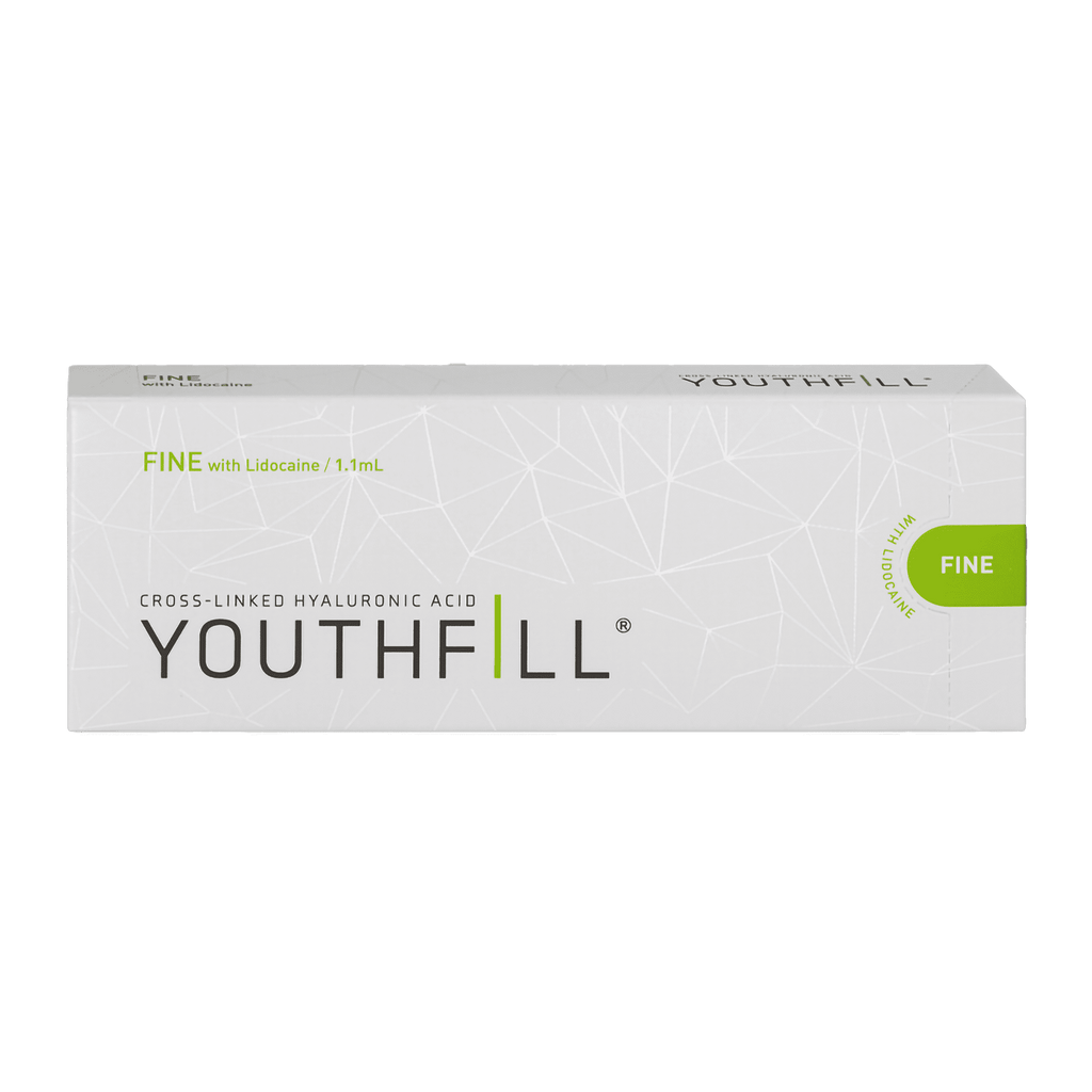 YOUTHFILL FINE low-density hyaluronic acid filler for fine line reduction and hydration.